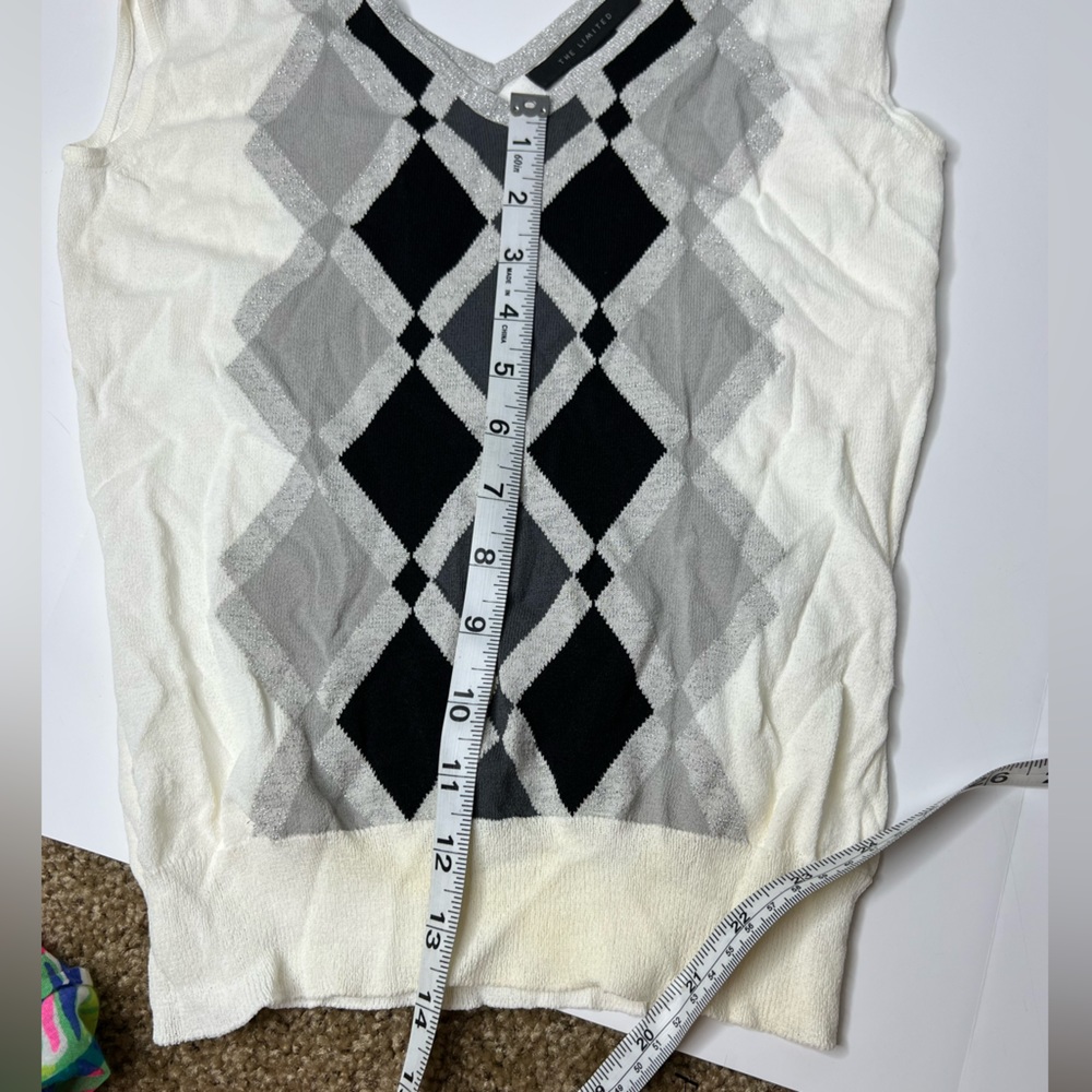 Vintage ‘The Limited’ Argyle Tank Top ‘Sweater Vest’ Size Small - Picture 5 of 9